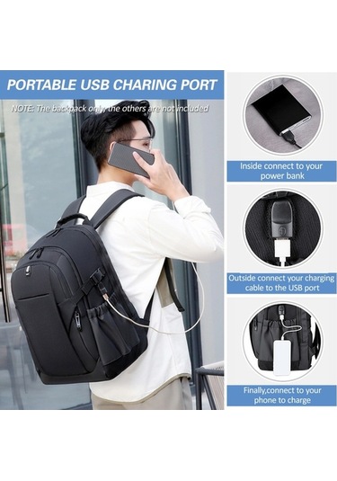 Createtech Usb Sırt Çantası Seyahat Şarj Portu Hırsızlığa Karşı Dayanıklı Bilgisayar Çantası Günlük İl Gri