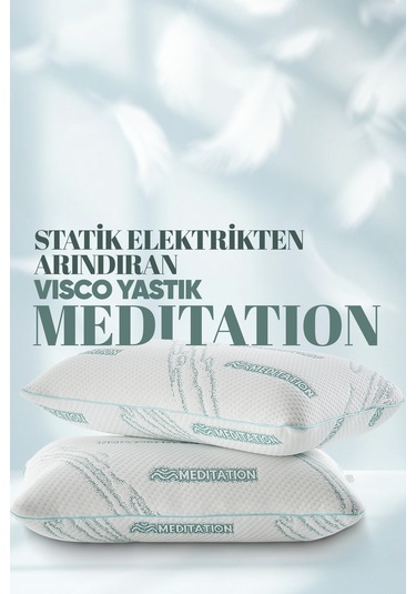 Dinlendirici Visko Yastık - Ortopedik Lüx Tombul Yastık - Anti Statik Kumaş Stres Azaltan Visco Beyaz