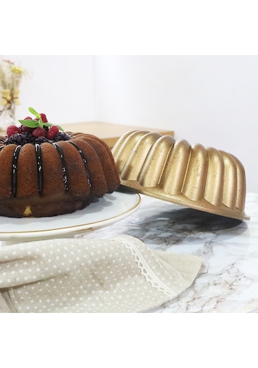 Serenk Fun Cooking Arya Alüminyum Döküm Granit Kaplama Kek Kalıbı 25 Cm Sarı