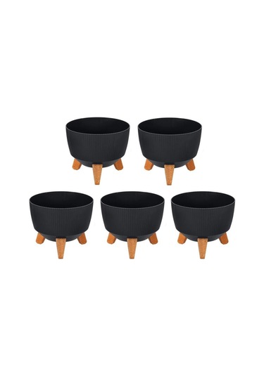 Omnipazar Elf-494 Dekoratif Ayaklı Nostalji Saksı 2.8 Lt Antrasit 5 Adet