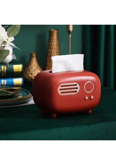 Stil C Sarı-retro Doku Kutusu Masaüstü Kağıt Tutucu Vintage Doku Kağıt Saklama Peçete Kutusu Organizatör Doku Kutusu Dağıtıcı Radyo Model Kılıf