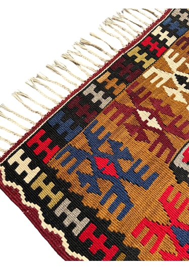 Kök Boya Yahyalı Kilim 106x200 Renkli %100 Yün Kilim