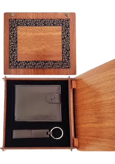 Cüzdan Ve Mat Siyah Anahtarlık Hediye Kutusu