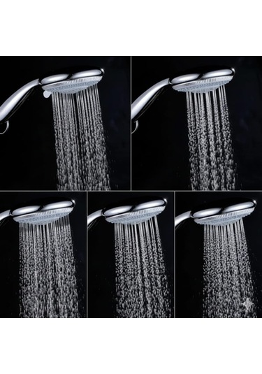 Grande 5 Fonksiyonlu Banyo El Duş Başlığı Su Tasarruflu Masaj Etkili El Duşu Banyo Duş Başlığı Krom Paslanmaz Tepe Duşu Krom