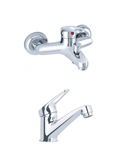 Erce Mix Sabit Lavabo Ve Banyo Bataryası Krom