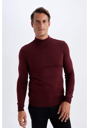 DeFacto Slim Fit Dar Kesim Yarım Balıkçı Yaka Basic Düz Triko Kazak R1127AZ24WNBR50