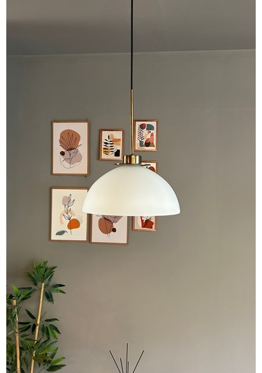 Perry Beyaz Cam Tekli Avize Ufo İnce Eskitme Başlık Retro Sarkıt Lamba Restoran Salon Aydınlatma Beyaz