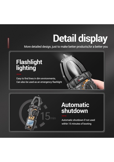 Yunboo Aneng Pn107 Dijital Klem Ampermetre: Ac/dc Akım, Gerilim, Direnc Ölçer - 4000 Sayım, Ncv Tespiti, Elektrikçi Aracı Pil Yok