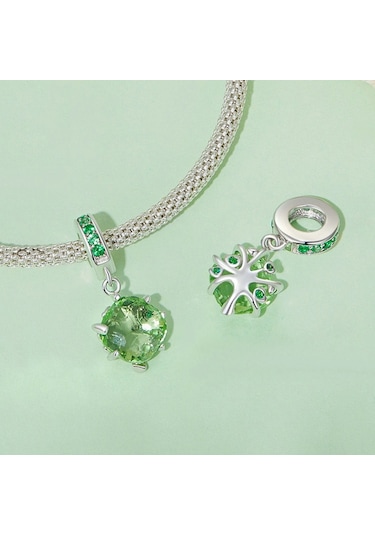 Bsc896 S925 Ayar Gümüş Yeşil Ağaç Hayat Dıy Kolye Bilezik Aksesuarları Çok Renkli