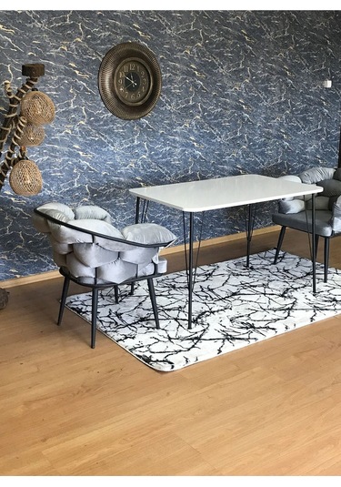 Yirmi15 Metal Siyah Ayaklı 70x110 Cm White Eclipse Çalışma Masası- Beyaz Masa