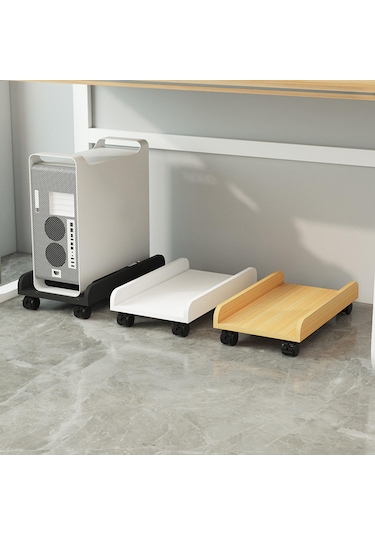 Homyl Masaüstü Cpu Ahşap Tekerlekli Stand Bilgisayar Kasası