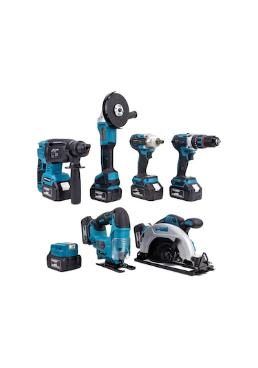 Dawreek MK350 Powerbank- Led + Hilti + Spiral + Somun Sıkma + 13 MM Mandren + Dekupaj + Sunta Kesme Makinesi 7'li Set