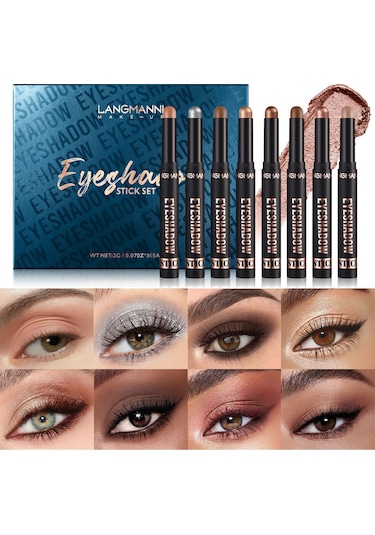 Folinda Langmannı 8 Renk Göz Farı Kalemi Seti: Mat, Su Geçirmez, Uzun Süreli, Kontur/highlighter İçin Çok Amaçlı Göz Makyajı