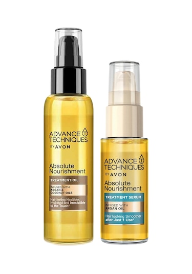 Avon Argan Yağı İçeren Besleyici Saç Serumu 30 ML + Argan ve Hindistan Cevizi Yağı İçeren Saç Bakım Yağı 100 ML