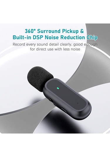 Skycıty Tek Bağlantılı Kablosuz Mikrofon, 20 Metre İletim Mesafesi İle Hemen Kullanıma Hazır, Siyah