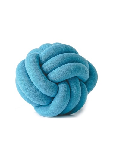 Sones El Yapımı Düğümlü Top Yastık, Boyut: Çap: 25 30cm Mercan Mavisi