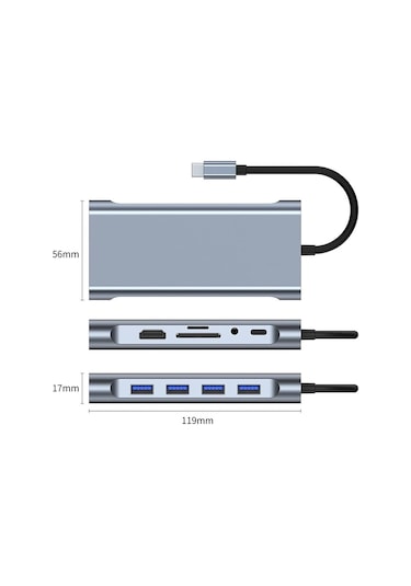 Grc Accessory 11in1 Macbook Pro Air Type-c Hub Dönüştürücü Adaptör Çevirici