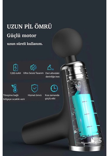 Mini Profesyonel Şarjlı Masaj Aleti 4 Başlıklı Kh - 800 4741 Açık Mavi