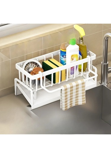 Dashanshop Beyaz Tezgah Altı Rafı - Dayanıklı Lavabo Organizatörü Ve Süngerlik beyaz