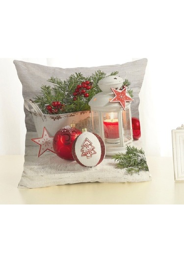 Noel Dekorasyonu Pamuk Ve Keten Yastık Ofis Ev Yastığı Yastıksız, Boyut: 45x45cm Yıldız Noel