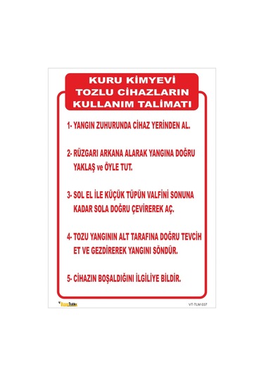 KURU KİMYEVİ TOZLU CİHAZLARIN KULLANIM TALİMATI TLM 037