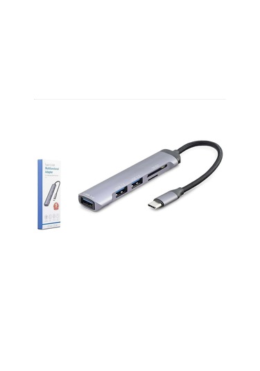 Hadron Hdx7039 Usb Hub Combo 5ın1 Usb Type-c Sd + Tf Card Gri Çoğaltıcı Hub
