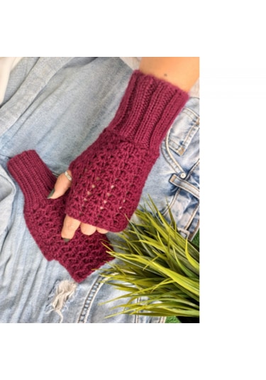Zeynclub Trendy Bordo Parmaksız Eldiven Bordo