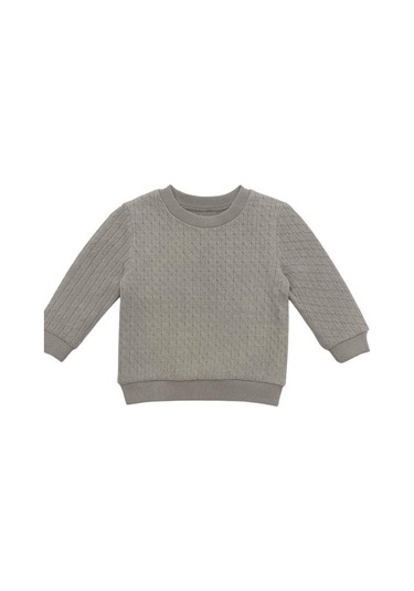 Erkek Çocuk Dokulu Kumaş Kazak-16353 Gri