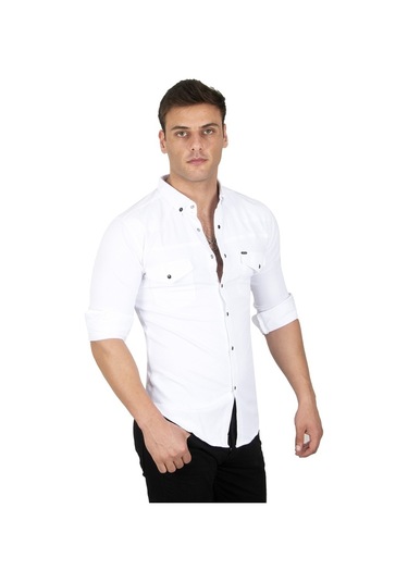 Deepsea Erkek Beyaz Çıtçıtlı Kot Gömlek 2300419 Beyaz