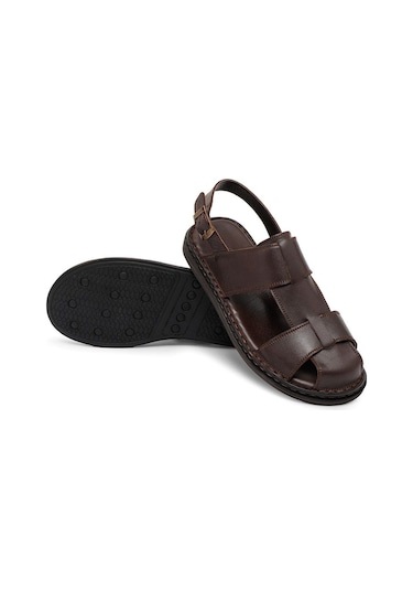 Ducavelli Messina Hakiki Deri Erkek Sandaleti - Hakiki Deri Sandalet - Ortopedik Taban Sandalet - Hafif Deri Sandalet