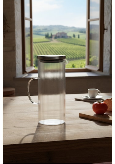 Perotti Bodrum 1200 Ml Borosilikat Cam Sürahi Buzdolabı Sürahisi Seffaf