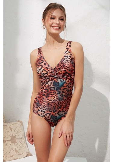 Pierre Cardin 221132 Leopar Desen Göğüs Toparlayıcı Balenli Mayo