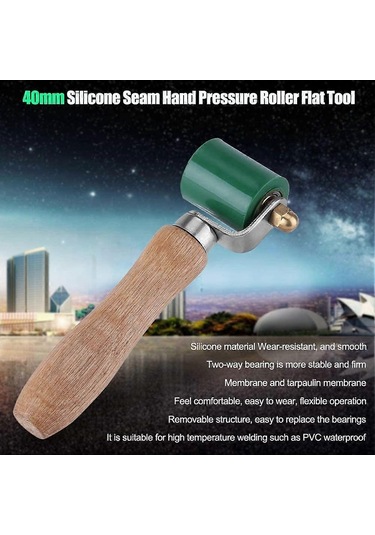 El Basınç Silindiri Pres Aparatı 40 Mm Rodillo De Costuras El Silindiri, Pvc Çatı Kaynak Aleti İçin Silikon Yüksek Dikişli El Basınç Silindiri Yeşil