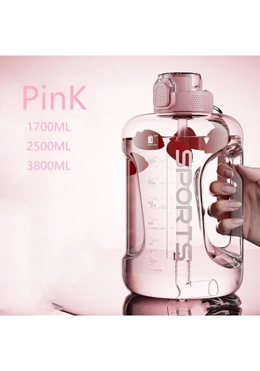 1700ml/2500ml/3800ml Fitness Fincan Bpa Ücretsiz İçme Suyu Şişesi Büyük Pink 3800ml Pink
