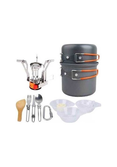 Ulzyvf Tenceresi Tencere Seti Pikniği Paslanmaz Kamp Mekan Katlanabilir Gümüş Dış Çelik Çatal Bıçak Alüminyum Alaşımlı Gümüş