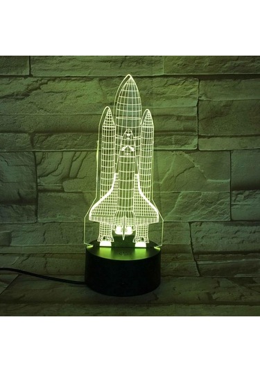 Szypzstore 3d Lamba Roket Gece Lambası, Komidin 16 Renk Değiştirme Atmosfer Lambası Çocuklar Için Usb Kablosu İle Yatak Odası Dekorasyon Doğum Günü Hediyesi Amoodz Siyah