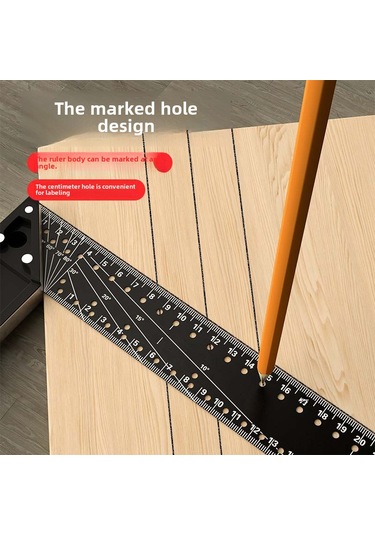 Kangvka Endüstriyel Dereceli Ahşap İşçiliği Açı Cetveli - 90 Ve 45 Hassas Ölçüm, Çizim Delikleri İle Çok Fonksiyonlu 40cm
