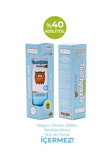 Babyton Doğal Hindistan Cevizi Diş Macunu Florürsüz 50 G