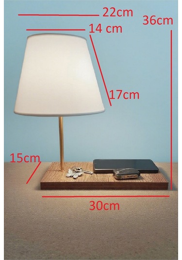 Dekoratif Masa Abajuru Mdf Ayak Kumaş Başlık Beyaz