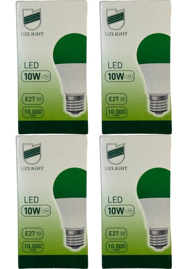 Uzlight 10w 75w 8200k Yeşil Işık E27 Duylu Led Ampul 4 Adet