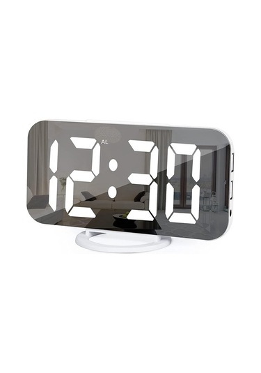 Goldenqian Dijital Çalar Saat, Led Çalar Saat, Otomatik Parlaklık Beyaz Tm6nı3 Beyaz