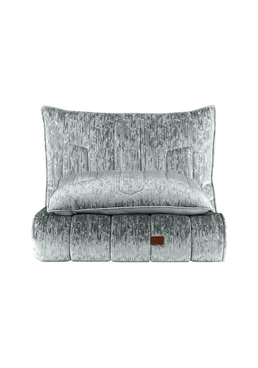 Gerardo Jakar Kadife Çift Kişilik Yatak Örtüsü Takımı Siyah Bej