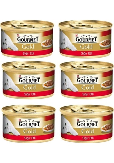 Gourmet Gold Parça Etli, Sığır Etli Yaş Kedi Konservesi 85 Gr 6 Al 5 Öde