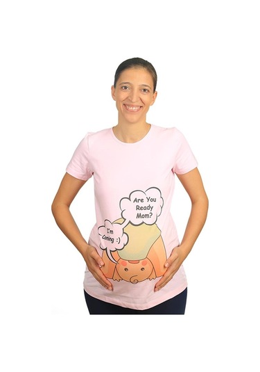 Mummy's Baby Hamile Tişört Are You Ready Pembe 7679