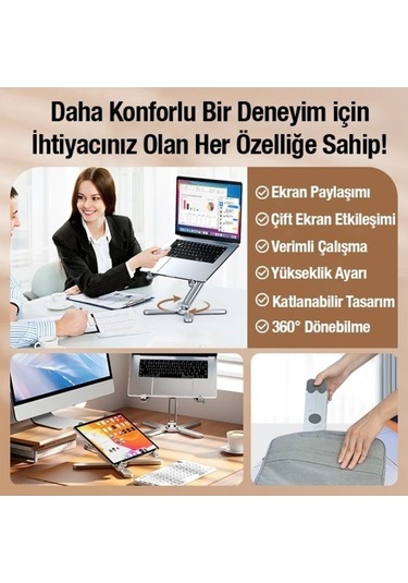 Diğer Mc N86 Katlanabilir 360 Dön. Masaüstü Laptop Standı Pratik Kullanım İçin Tasarlandı