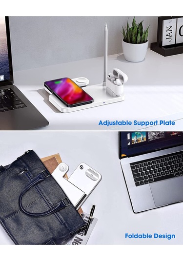 Maiyame Beyaz Abd Standartlı Qı Onaylı Dört İşlevli Kablosuz Şarj Cihazı - İphone, Saat, Kulaklık Ve Kalem İçin Uyumlu