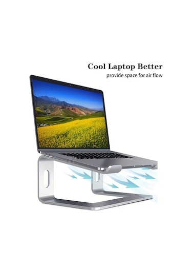 Willowhaven Gri 10-13 İnç Ayarlanabilir Alüminyum Laptop Standı Soğutucu Ped Ergonomik Masaüstü Dizüstü Bilgisayar Sehpası