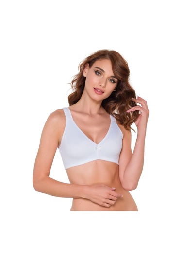 Pamuklu Mikro Penye Cepli Protez Sütyen Beyaz Beyaz