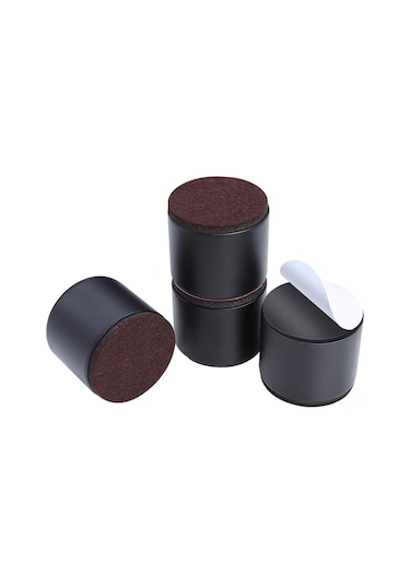 Hfambition Masa Dolap Sandalye Yüksekliği Artırıcı, 4 Adet Siyah Dairesel, 60x52mm, Karbon Çelik, Robot Süpürge İçin Temizlik Kolaylığı Sağlar