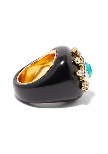 Evil Eye Cocktail Ring, Kristalli Nazar Yüzüğü Siyah